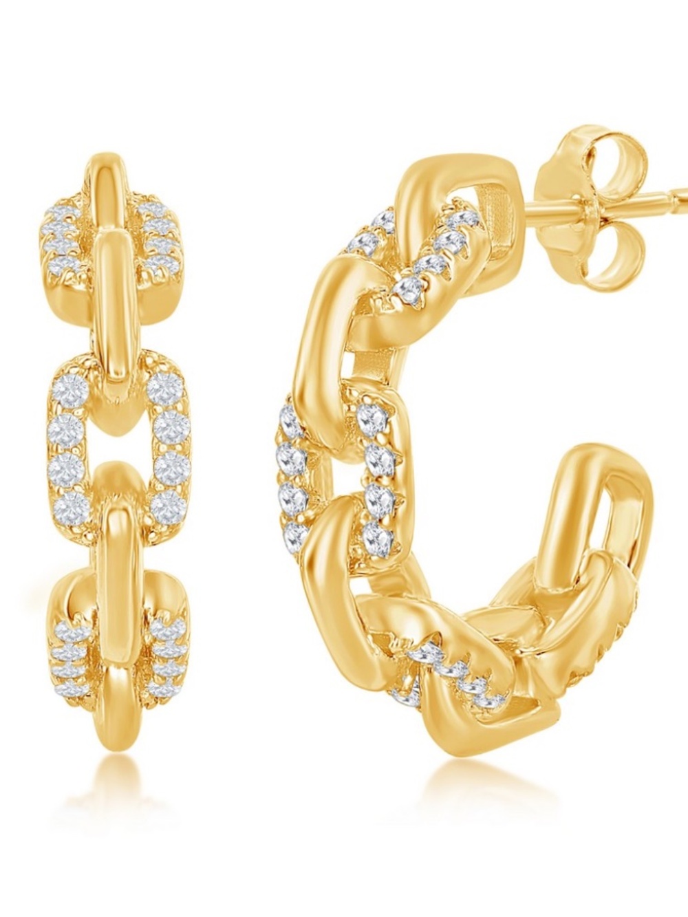 New! Cubic Zirconia Paperclip Hoop Earring